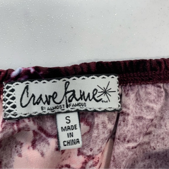 Almost Famous Purple Velvet Top Small  Woman Crave Fame Floral‎ 3/4 Flare Sleeve - Picture 6 of 10